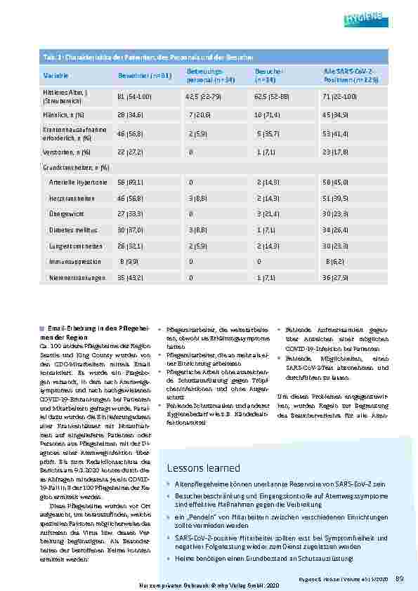 Vorschauseite 2: Ausbrüche von SARS-CoV-2 in Pflegeheimen: Virusverbreitung durch verschiedene Einsatzorte von Mitarbeitern?