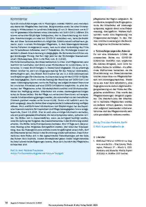 Vorschauseite 3: Ausbrüche von SARS-CoV-2 in Pflegeheimen: Virusverbreitung durch verschiedene Einsatzorte von Mitarbeitern?