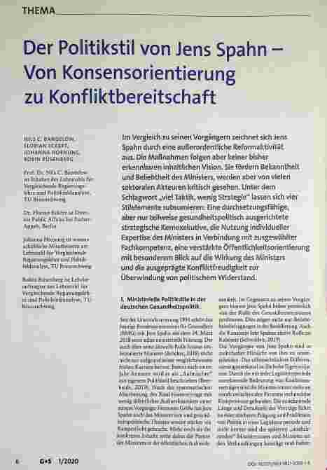 Vorschauseite 1: Der Politikstil von Jens Spahn - Von Konsensorientierung zu Konfliktbereitschaft