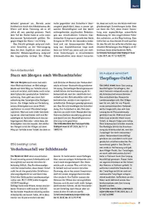 Vorschauseite 2: Zugunglück war ausschlaggebend. Posttraumatische Belastungsstörung als Arbeitsunfallfolge.