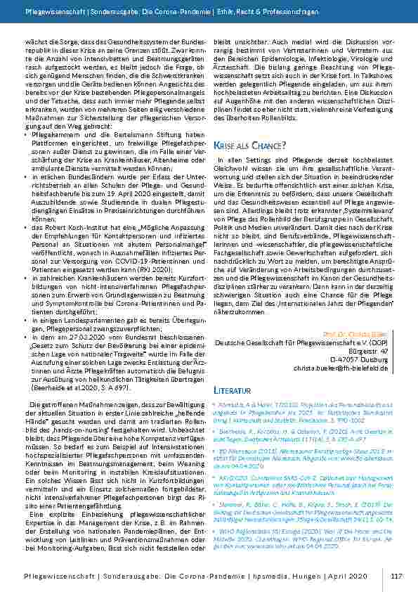 Vorschauseite 2: COVID-19 und die Rolle der Pflege(wissenschaft)