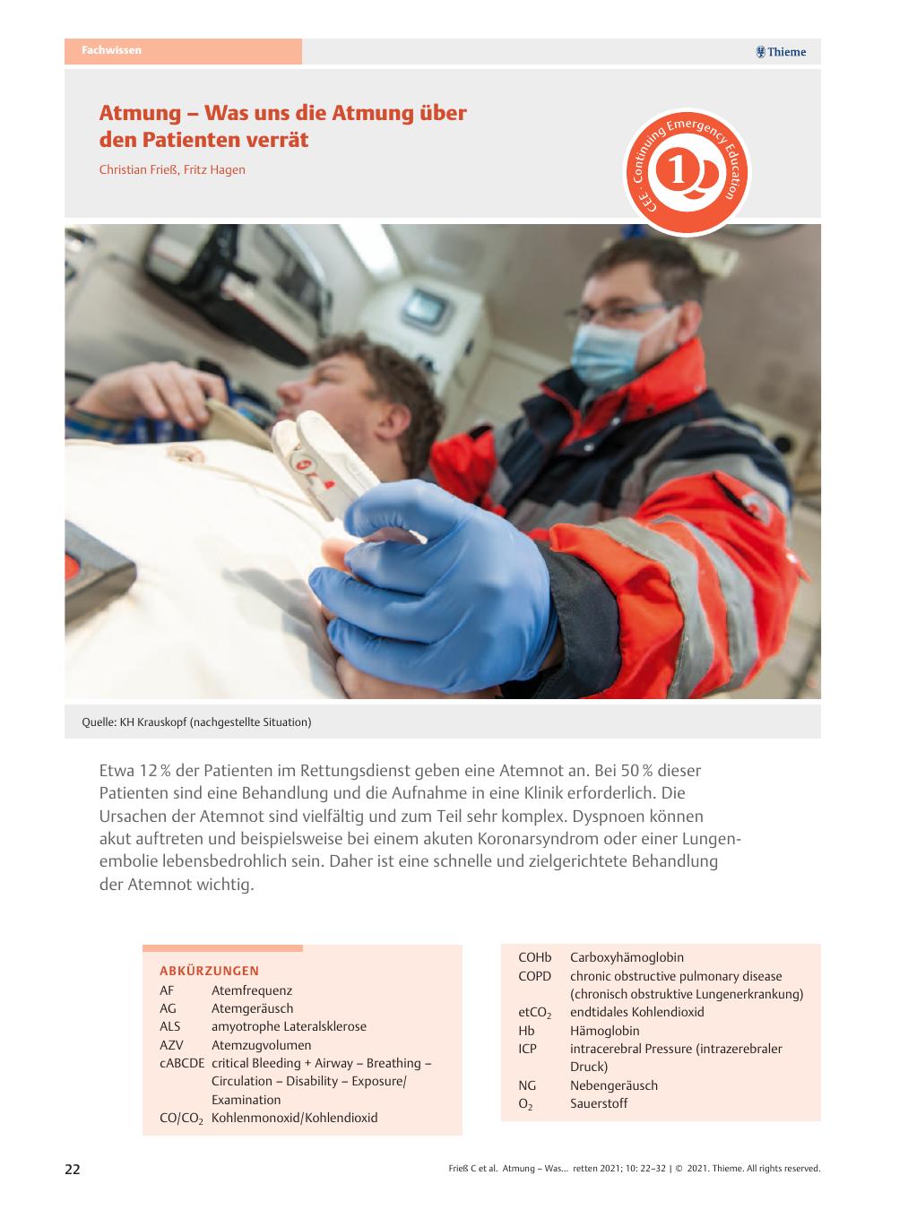 Vorschauseite 1: Atmung - Was uns die Atmung über den Patienten verrät