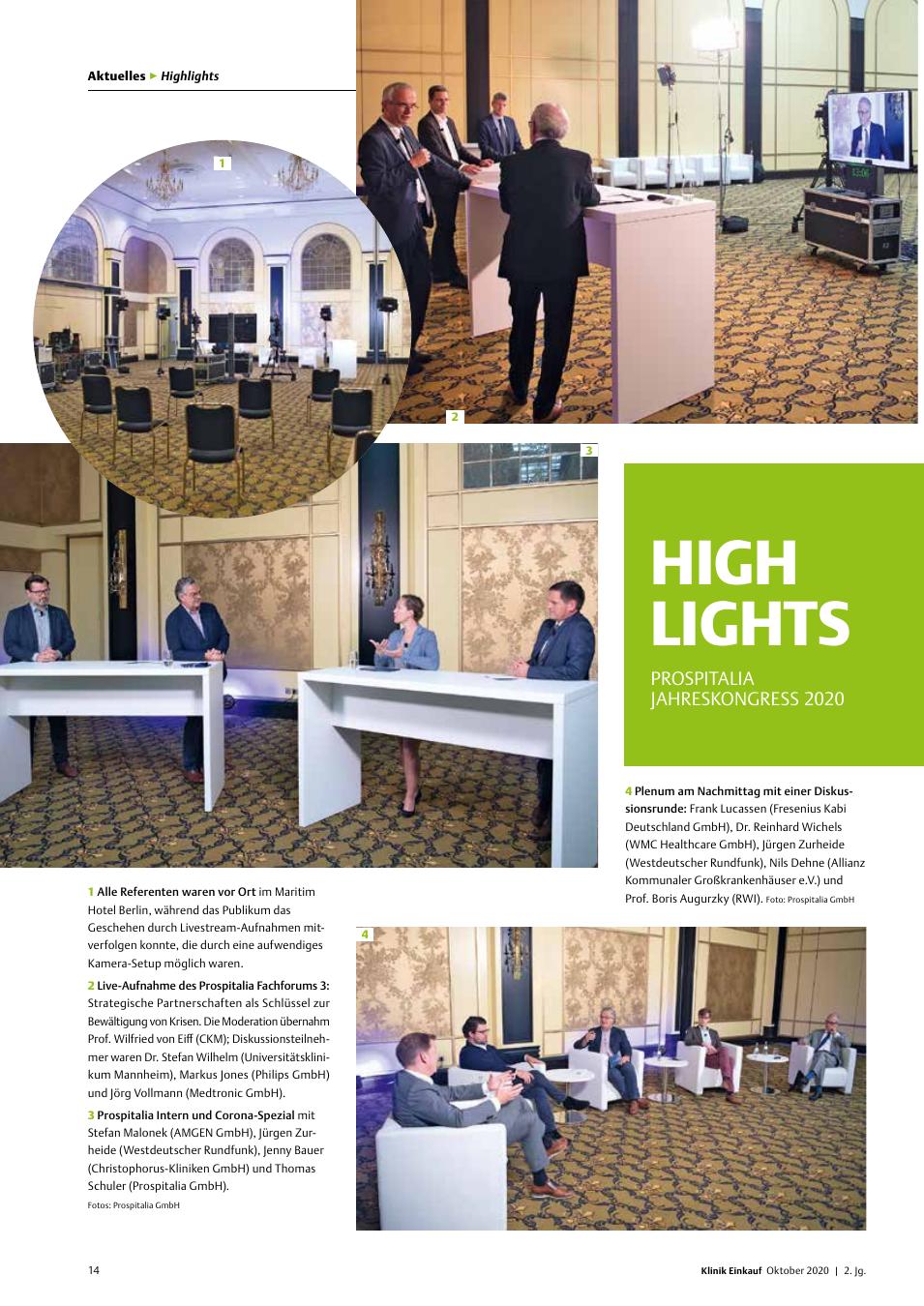 Vorschauseite 1: Highlights: Prospitalia Jahreskongress 2020