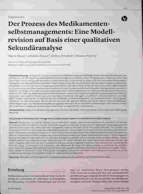 Vorschauseite 1: Der Prozess des Medikamenten-Selbstmanagements: Eine Modellrevision auf Basis einer qualitativen Sekundäranalyse