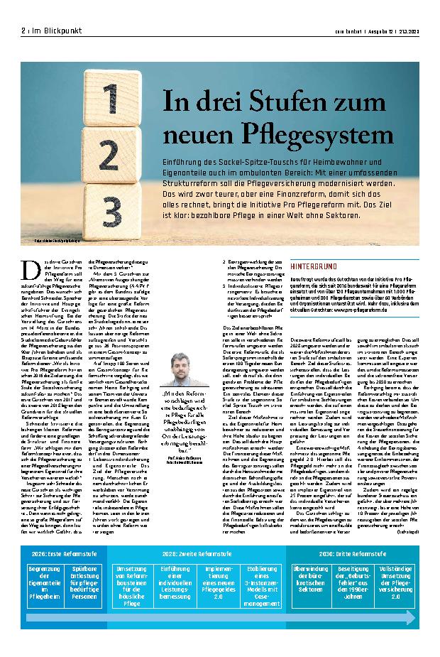 Vorschauseite 1: In drei Stufen zum neuen Pflegesystem