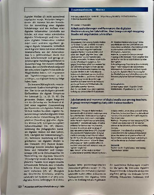 Vorschauseite 3: Arbeitsanforderungen und Ressourcen der digitalen Mediennutzung bei Lehrkräften