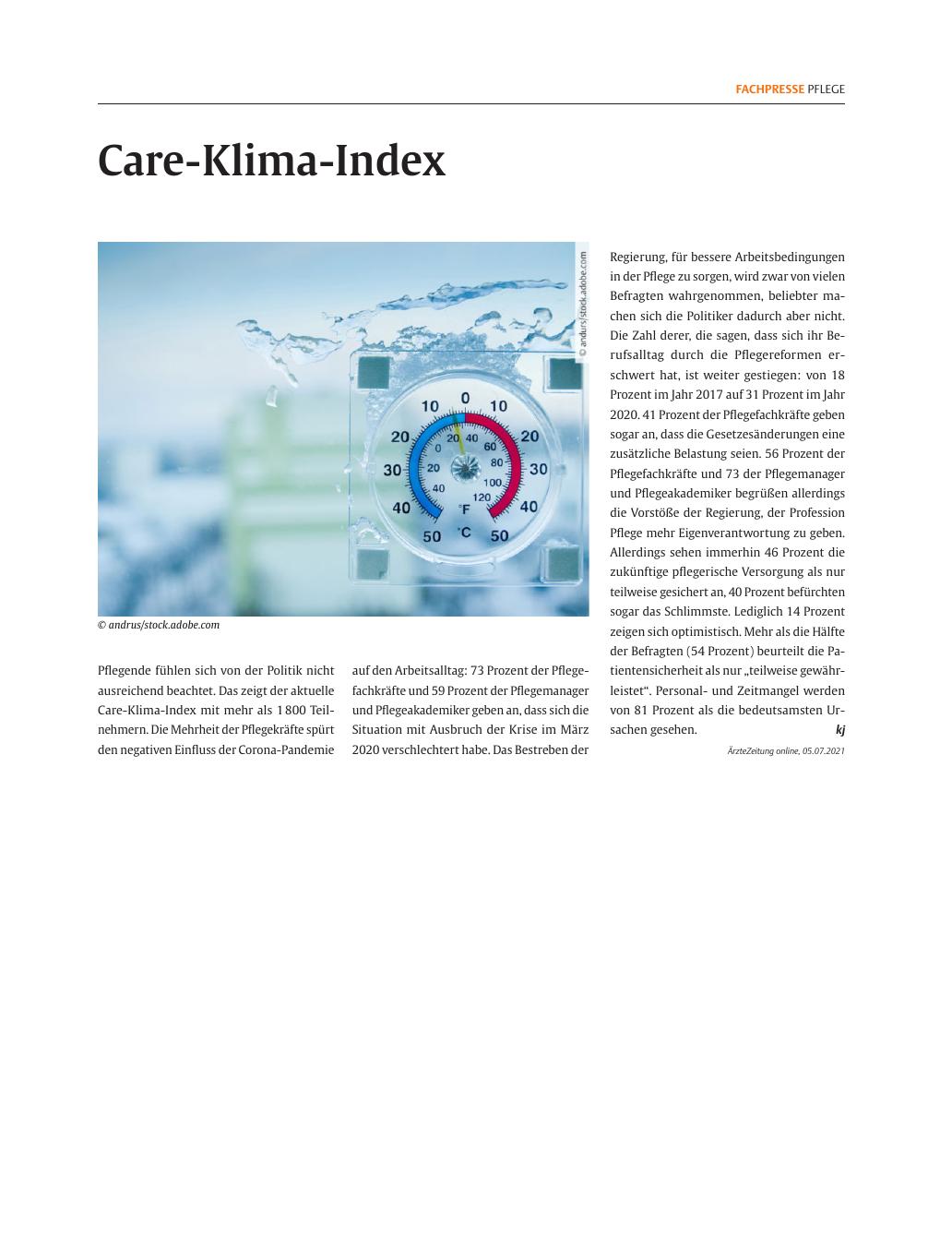 Vorschauseite 1: Korrektur: Care-Klima-Index