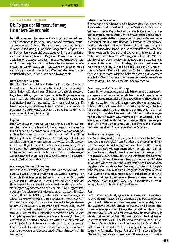 Vorschauseite 1: Die Folgen der Klimaerwärmung für unsere Gesundheit