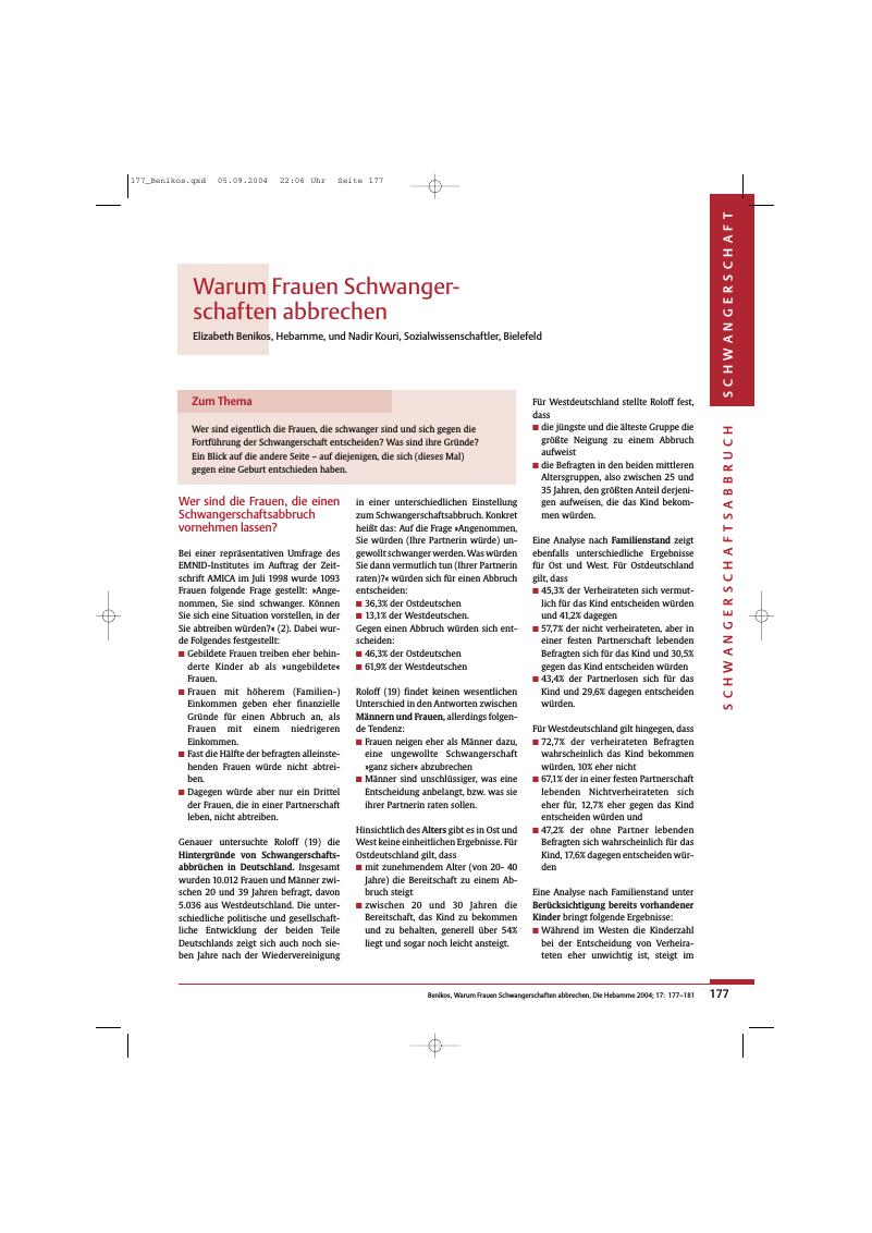 Vorschauseite 1: Warum Frauen Schwangerschaften abbrechen