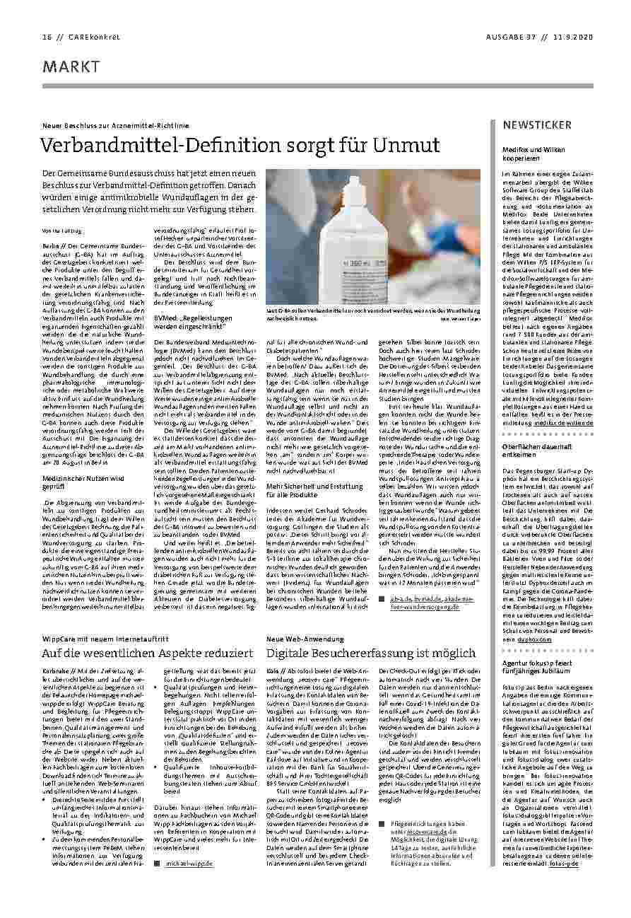 Vorschauseite 1: Verbandmittel-Definition sorgt für Unmut