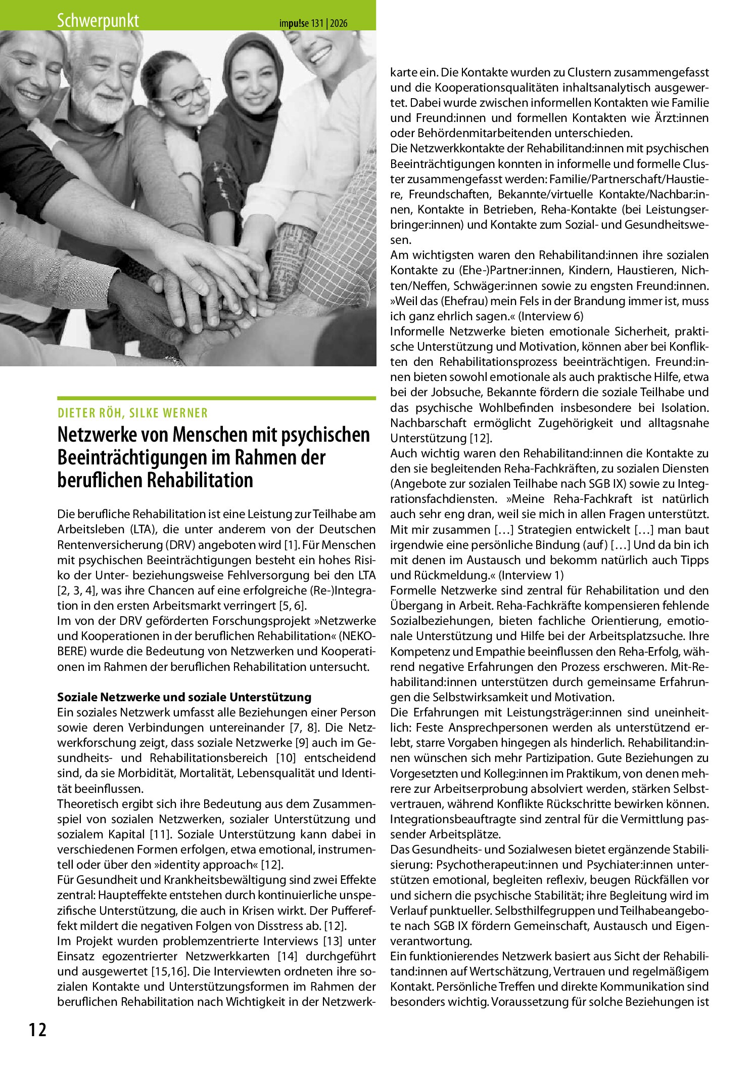 Vorschauseite 1: Netzwerke von Menschen mit psychischen Beeinträchtigungen im Rahmen der beruflichen Rehabilitation
