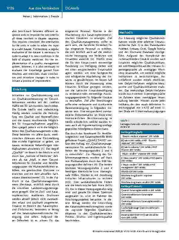 Vorschauseite 2: Katastrophenmedizin und Qualitätsmanagement – Versorgungsforschung auf einer neuen Ebene