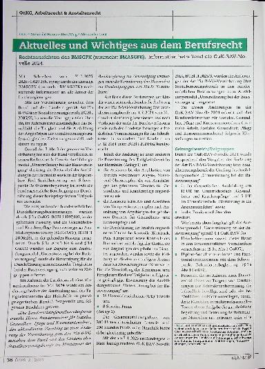 Vorschauseite 2: Aktuelles und Wichtiges aus dem Beruferecht