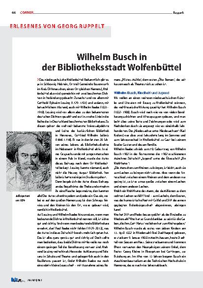 Vorschauseite 1: Wilhelm Busch in der Bibliotheksstadt Wolfenbüttel