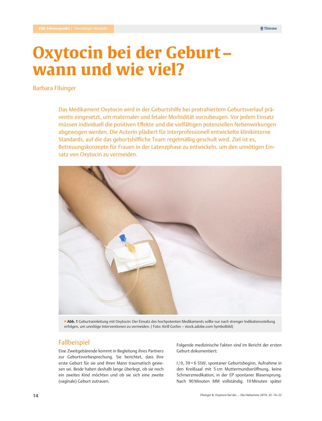 Vorschauseite 1: Oxytocin bei der Geburt – wann und wie viel?