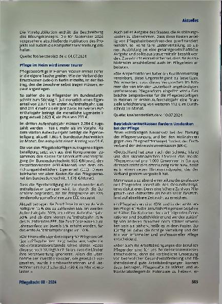 Vorschauseite 2: Pflegefachleute rufen nach schnellen Reformen