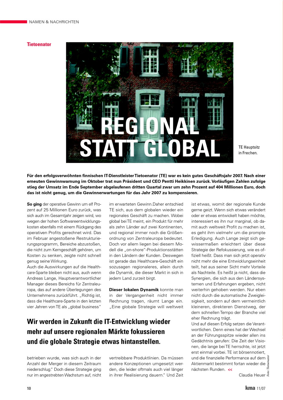 Vorschauseite 1: Regional statt global