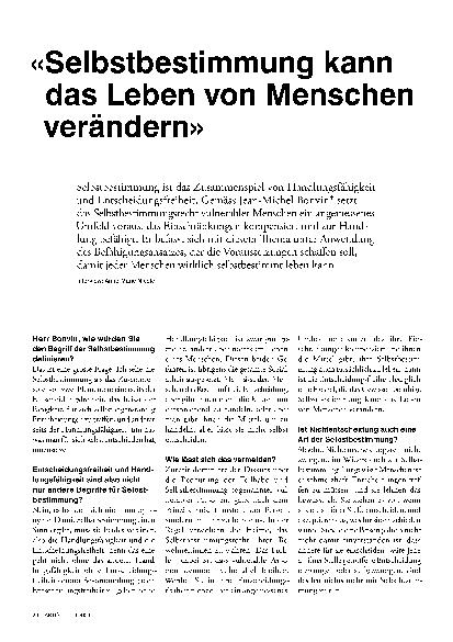 Vorschauseite 1: "Selbstbestimmung kann das Leben von Menschen verändern."