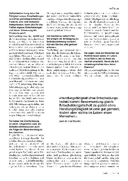 Vorschauseite 2: "Selbstbestimmung kann das Leben von Menschen verändern."
