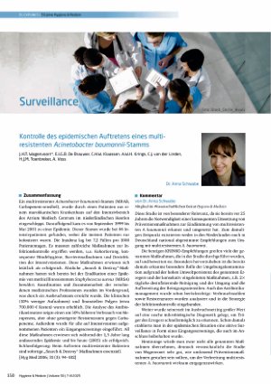 Vorschauseite 1: Surveillance Kontrolle des epidemischen Auftretens eines multi resistenten Acinetobacter baumannii-Stamms