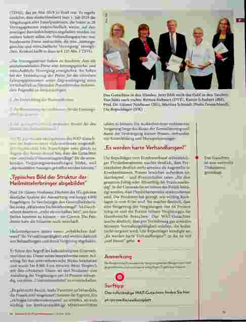 Vorschauseite 2: Die Praxen sind ausgelastet - der Unternehmerlohn fehlt. Zur Wirtschaftlichkeitsanalyse ambulanter Therapiepraxen (WAT-Gutachten).