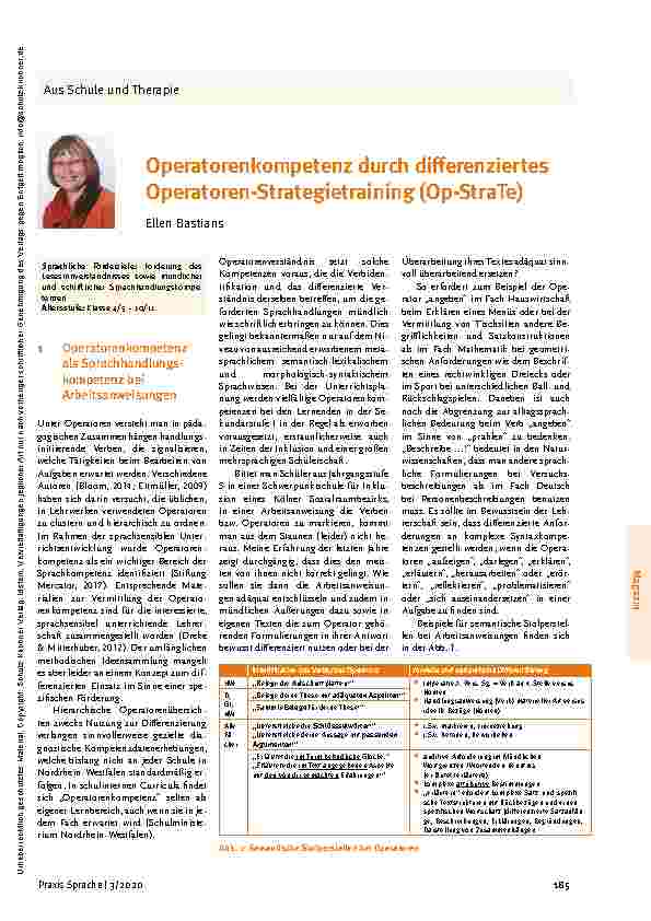 Vorschauseite 1: Operatorenkompetenz durch differenziertes Operatoren-Strategietraining (Op-StraTe)