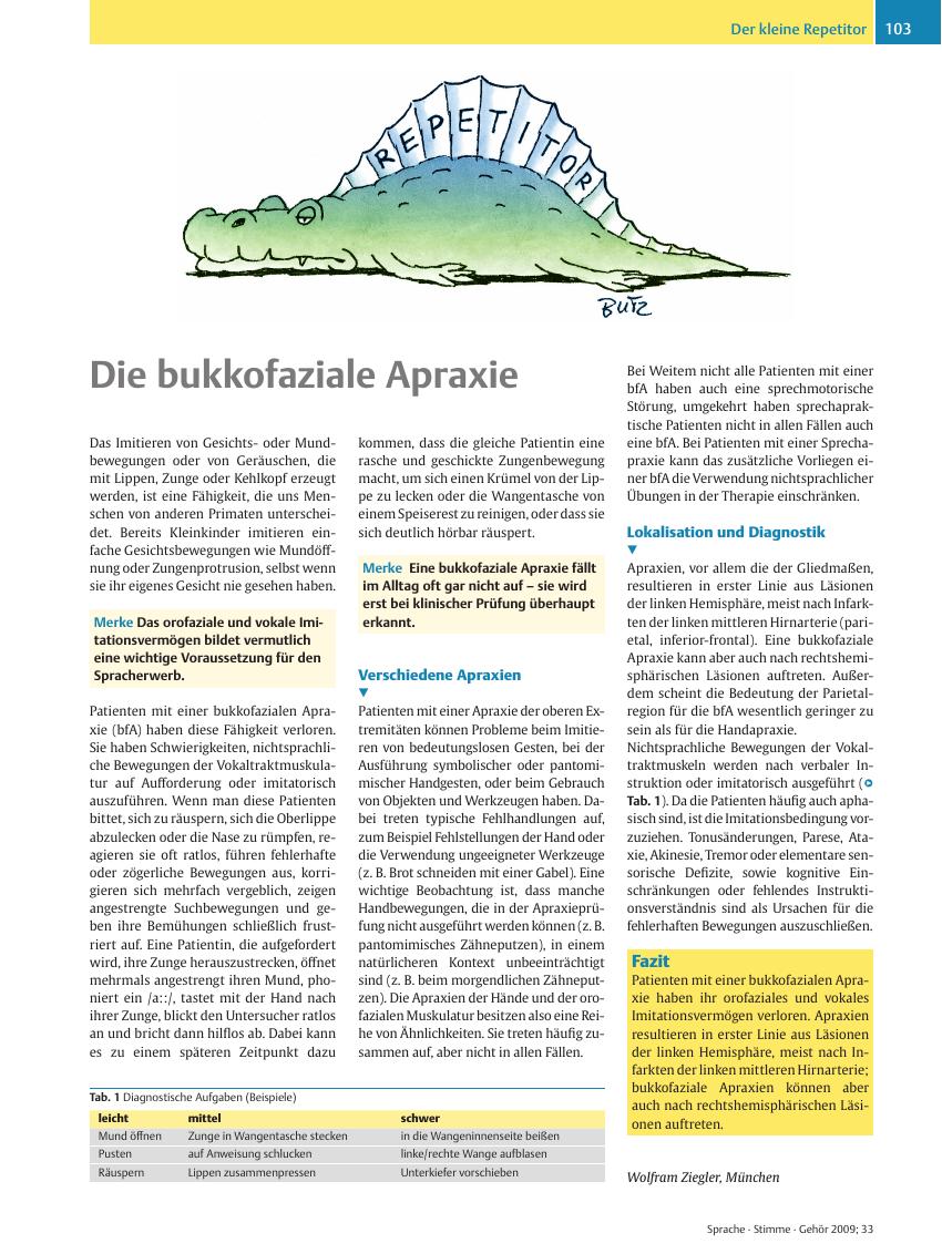 Vorschauseite 1: Die bukkofaziale Apraxie