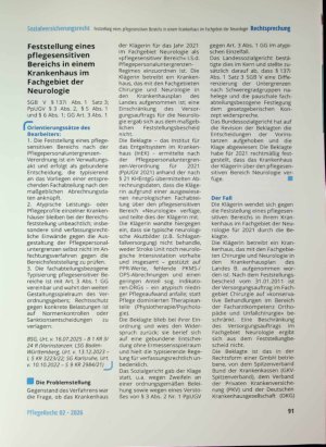 Vorschauseite 1: Feststellung eines pflegesensitiven Bereichs in einem Krankenhaus im Fachgebiet der Neurologie