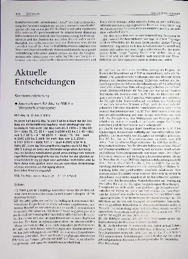 Vorschauseite 1: Krankenversicherung ♦ Anspruch nach § 2 Abs. 1 a SGB V - Wirtschaftlichkeitsgebot