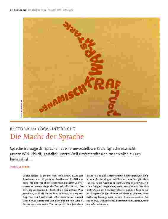 Vorschauseite 1: RHETORIK IM YOGA-UNTERRICHT Die Macht der Sprache