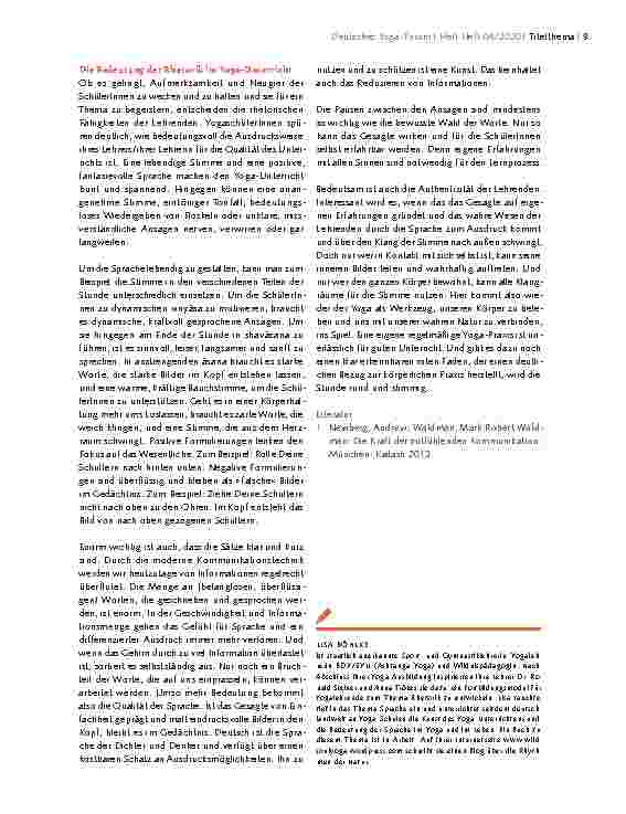 Vorschauseite 4: RHETORIK IM YOGA-UNTERRICHT Die Macht der Sprache