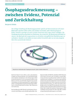 Vorschauseite 1: Ösophagusdruckmessung – zwischen Evidenz, Potenzial und Zurückhaltung