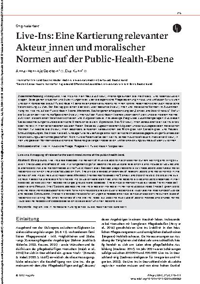 Vorschauseite 1: Live-Ins: Eine Kartierung relevanter Akteur_innen und moralischer Normen auf der Public-Health-Ebene