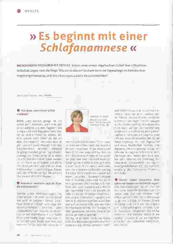 Vorschauseite 1: "Es beginnt mit einer Schlafanamnese."