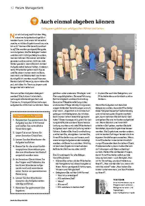 Vorschauseite 1: Auch einmal abgeben können. Delegieren gehört zum erfolgreichen Führen und Leiten.