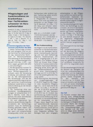 Vorschauseite 1: Pflegezulagen und Funktionsdienst im Krankenhaus - hier: Fachkranken schwester im Herzkatheterlabor