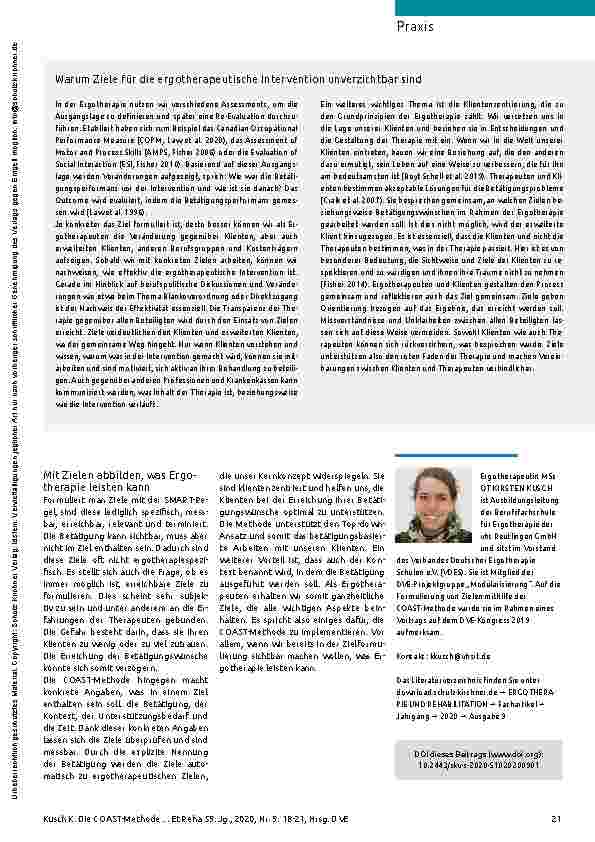 Vorschauseite 4: Ergotherapeutische Zielformulierung leicht gemacht: Die COAST-Methode
