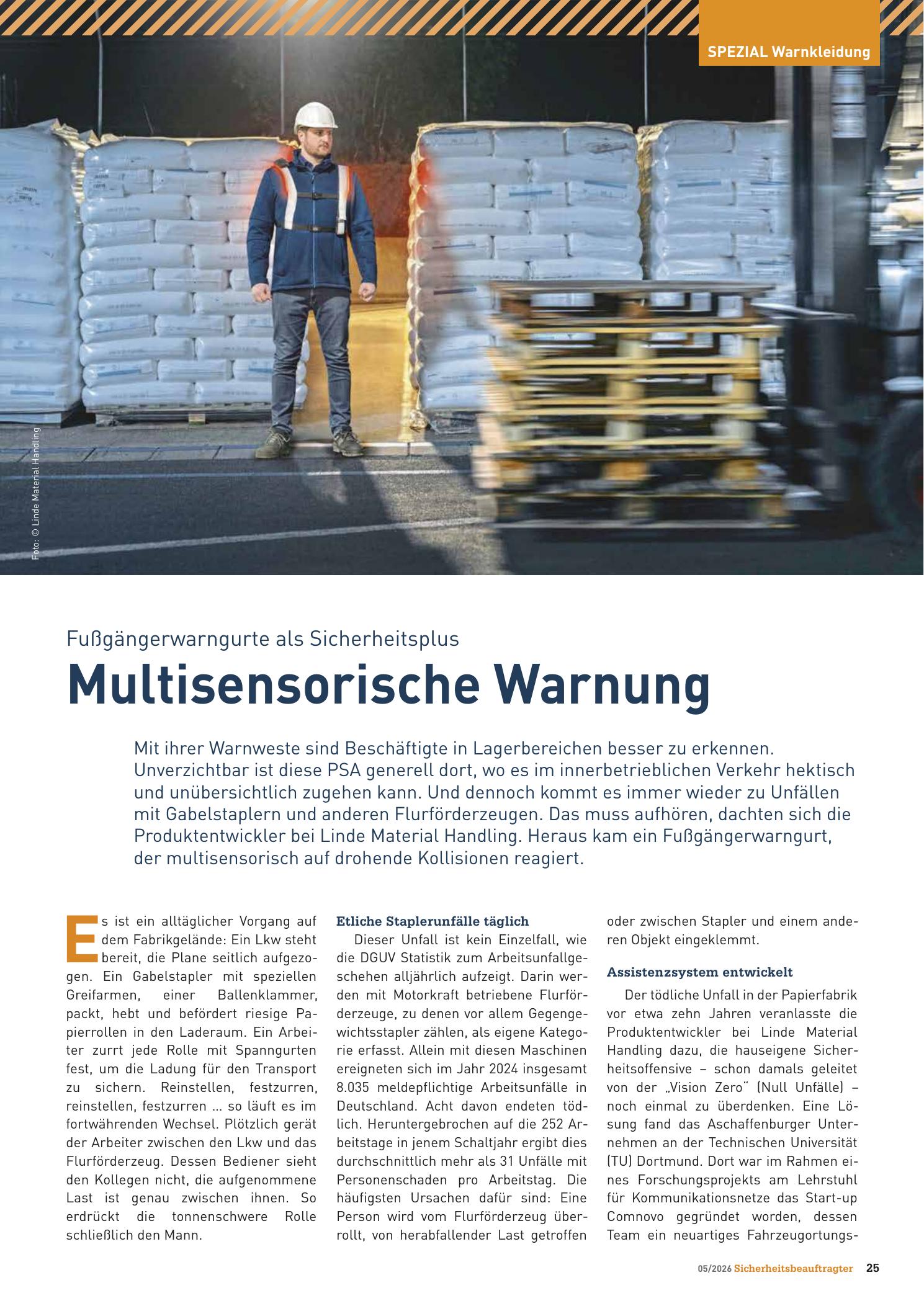 Vorschauseite 1: Fußgängerwarngurte als Sicherheitsplus . Multisensorische Warnung