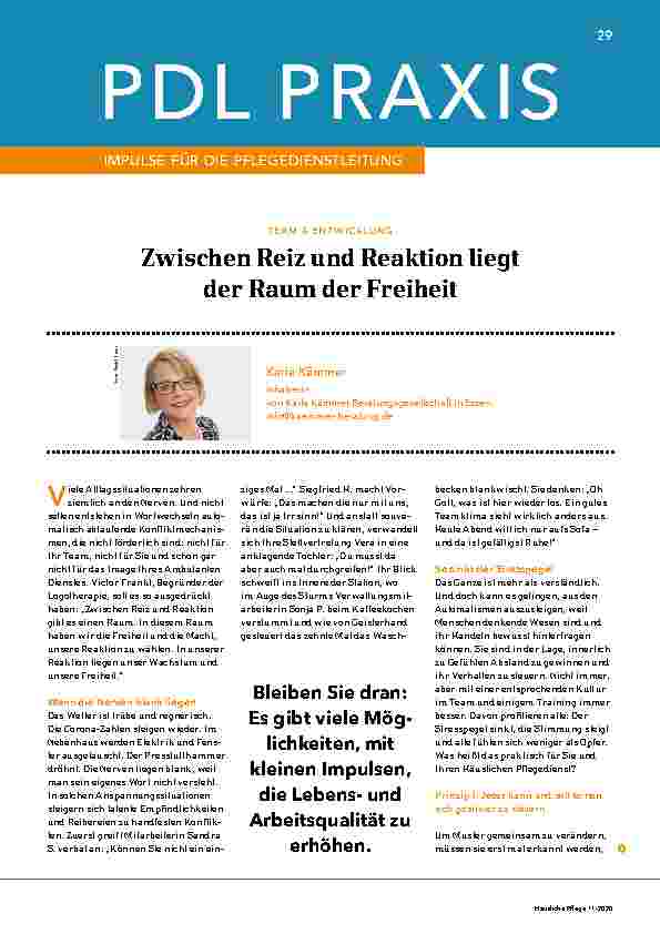 Vorschauseite 1: Zwischen Reiz und Reaktion liegt der Raum der Freiheit.