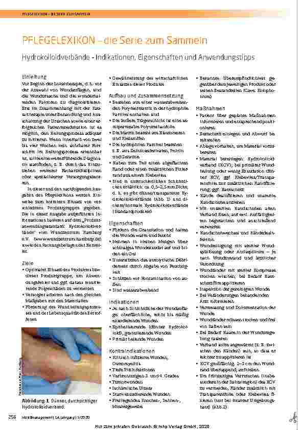 Vorschauseite 1: PFLEGELEXIKON – die Serie zum Sammeln Hydrokolloidverbände – Indikationen, Eigenschaften und Anwendungstipps