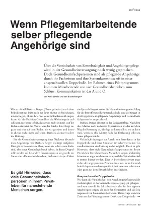 Vorschauseite 1: Wenn Pflegemitarbei tende selber pflegende Angehörige sind