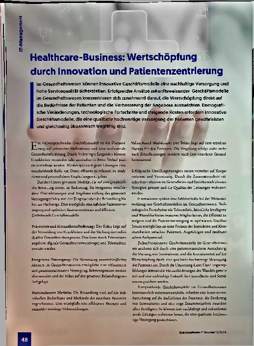 Vorschauseite 1: Healthcare-Business: Wertschöpfung durch Innovation und Patientenzentrierung