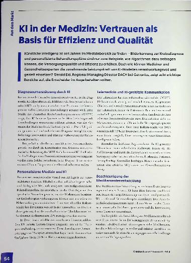 Vorschauseite 1: Kl in der Medizin: Vertrauen als Basis für Effizienz und Qualität