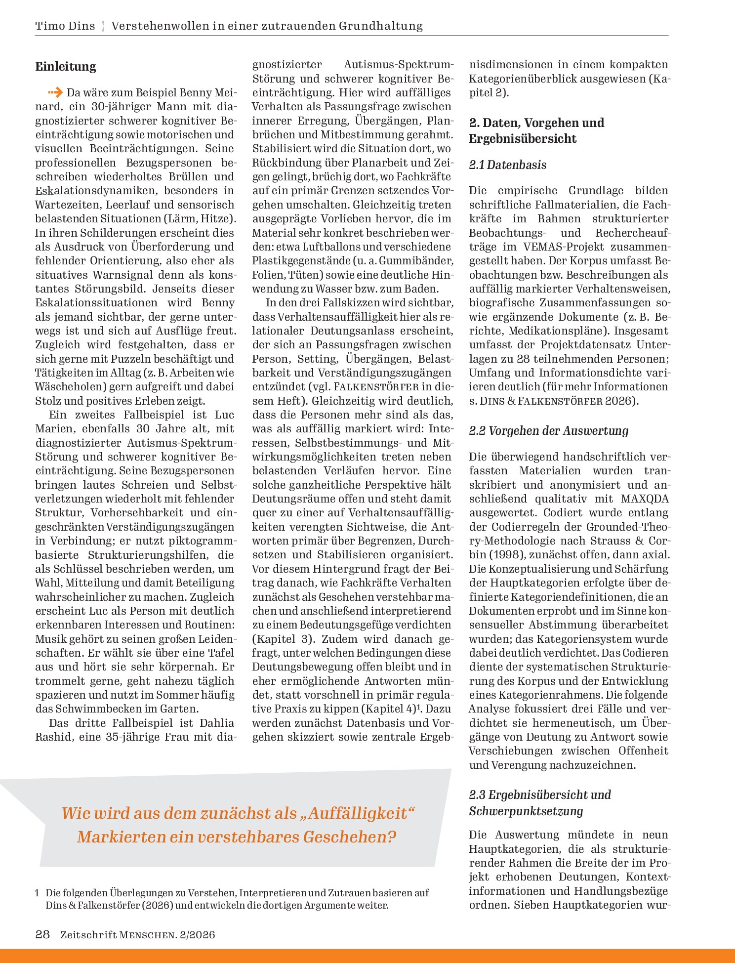 Vorschauseite 2: Verstehenwollen in einer zutrauenden Grundhaltung