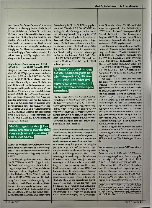 Vorschauseite 2: Zur Verordnung von Medizinprodukten durch Angehörige des gehobenen Dienstes für Gesundheitsund Krankenpflege.