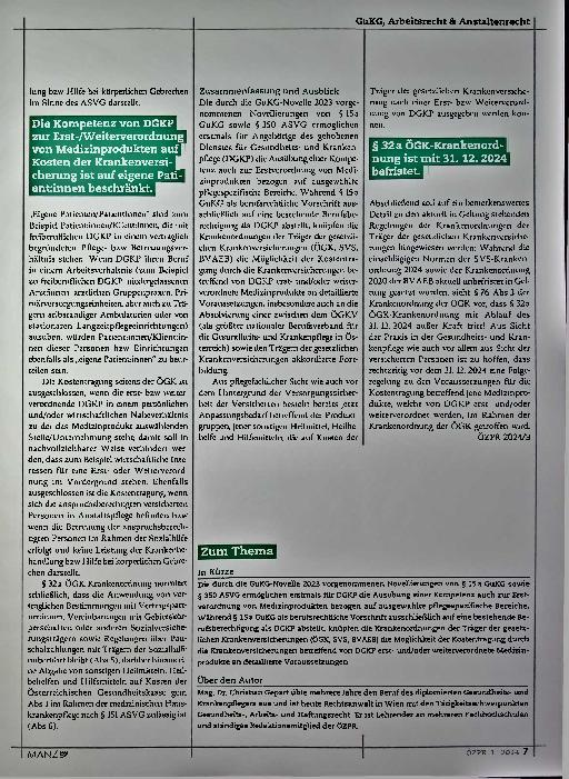 Vorschauseite 4: Zur Verordnung von Medizinprodukten durch Angehörige des gehobenen Dienstes für Gesundheitsund Krankenpflege.
