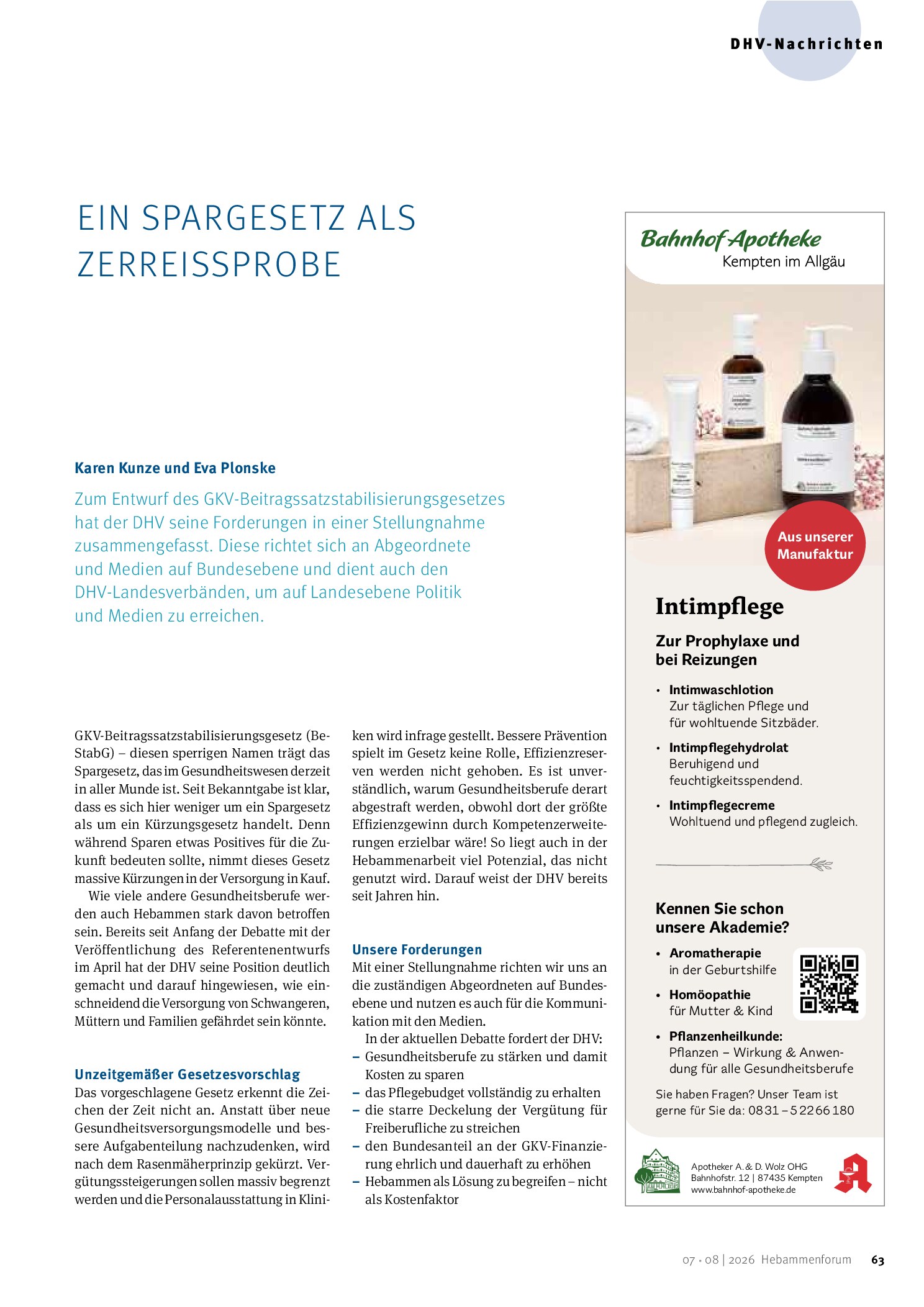 Vorschauseite 1: Ein Spargesetz als Zerreißprobe