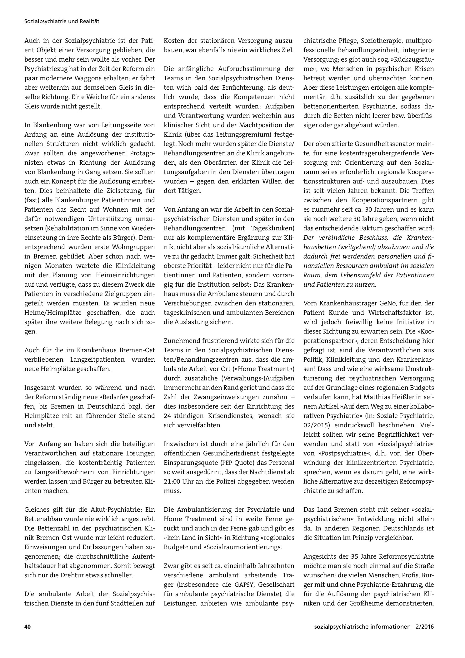 Vorschauseite 3: Sozialpsychiatrie auf dem Holzweg – am Beispiel Bremen