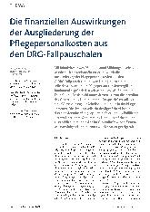 Vorschauseite 1: Die finanziellen Auswirkungen der Ausgliederung der Pflegepersonalkosten aus den DRG-Fallpauschalen