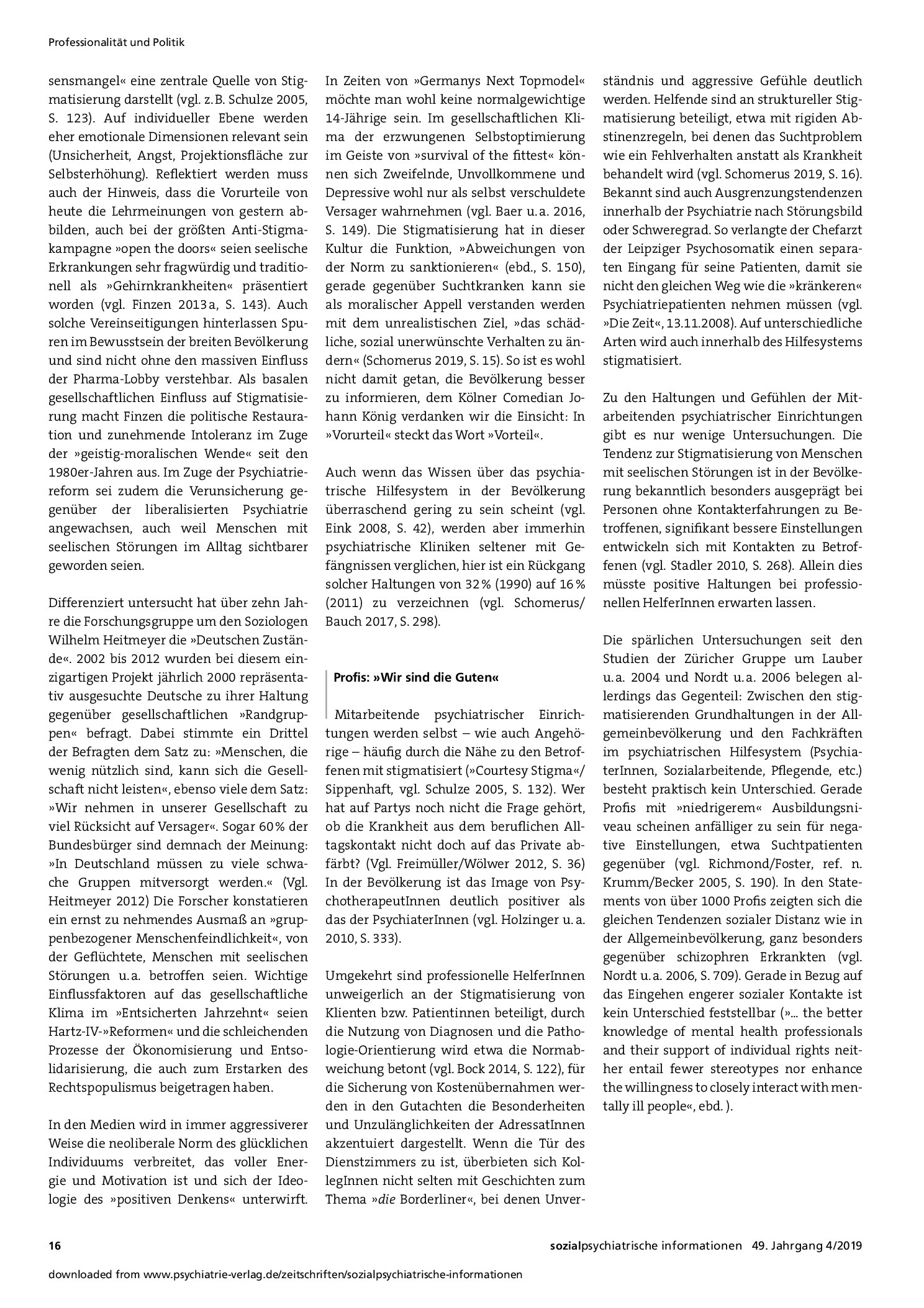 Vorschauseite 2: Stigmatisierung psychisch Erkrankter durch professionelle HelferInnen? Haltungen zu Psychiatrie und psychisch Erkrankten bei Studierenden der Sozialen Arbeit und der Medizin